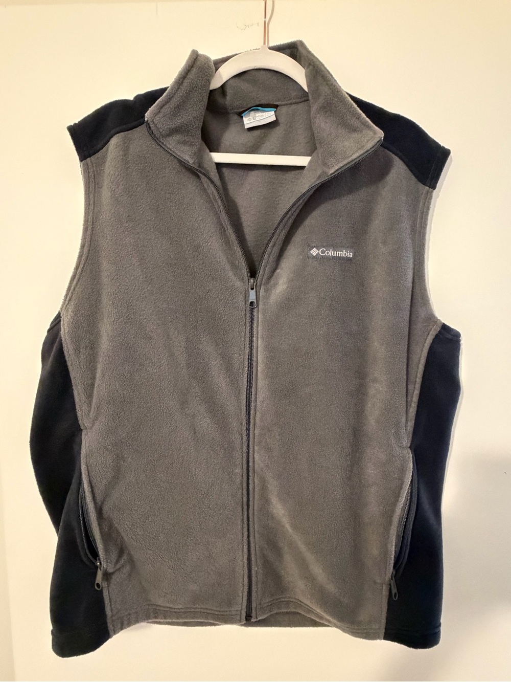 Columbia Gray Fleece Vest with Black Trim